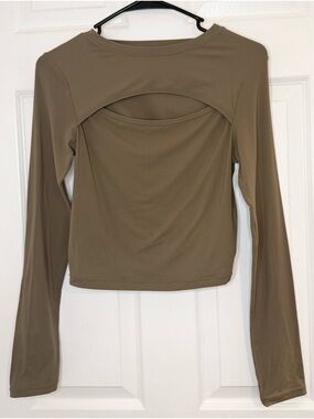 Alphalete Long Sleeve Keyhole - Light Brown Size Small
